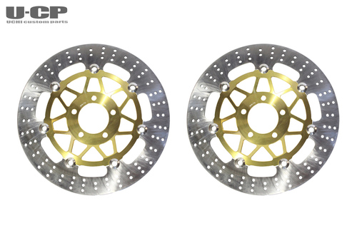  カワサキ用 純正タイプ フロントブレーキディスクローター ゴールド 左右セット